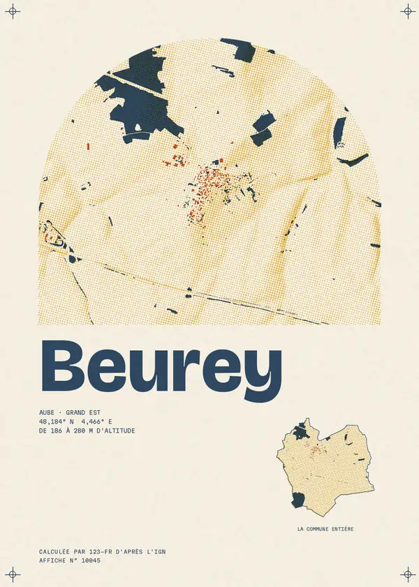 Affiche de Beurey, calculée par 123-fr d'après l'IGN