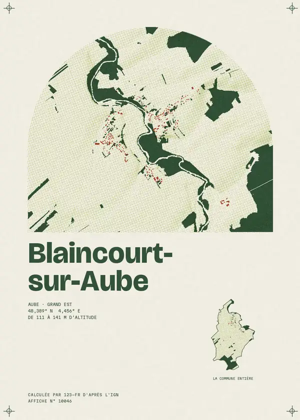 Affiche de Blaincourt-sur-Aube, calculée par 123-fr d'après l'IGN