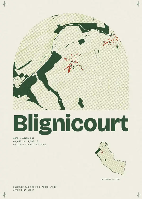 Affiche de Blignicourt, calculée par 123-fr d'après l'IGN
