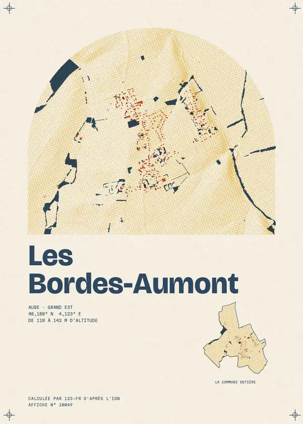 Affiche de Les Bordes-Aumont, calculée par 123-fr d'après l'IGN