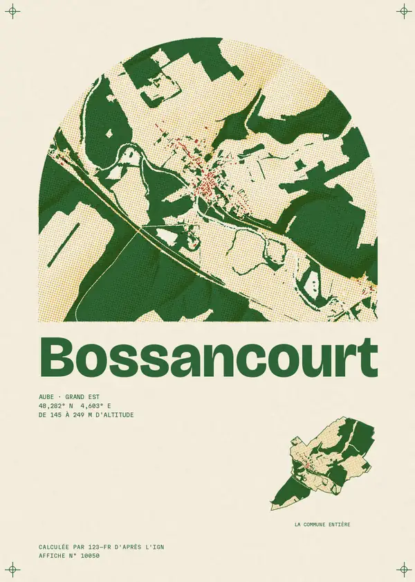 Affiche de Bossancourt, calculée par 123-fr d'après l'IGN