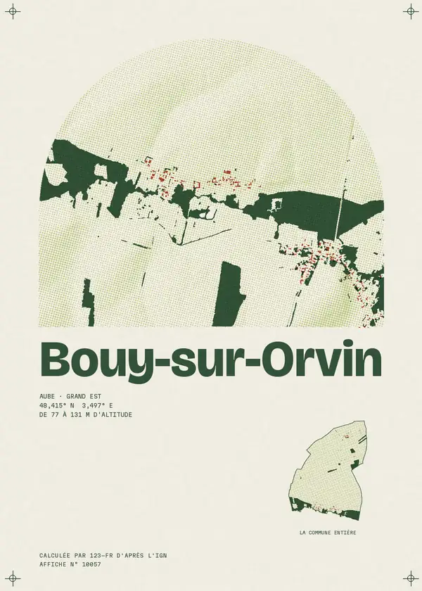 Affiche de Bouy-sur-Orvin, calculée par 123-fr d'après l'IGN