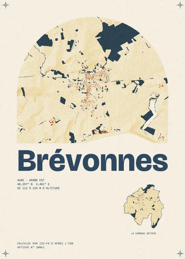 Affiche de Brévonnes, calculée par 123-fr d'après l'IGN
