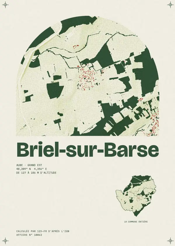 Affiche de Briel-sur-Barse, calculée par 123-fr d'après l'IGN