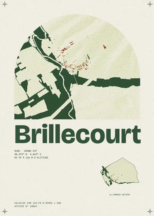 Affiche de Brillecourt, calculée par 123-fr d'après l'IGN