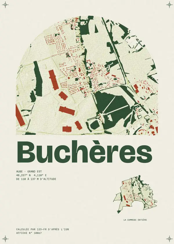 Affiche de Buchères, calculée par 123-fr d'après l'IGN