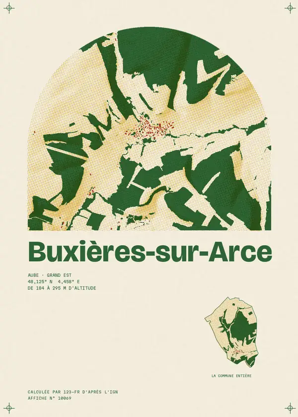 Affiche de Buxières-sur-Arce, calculée par 123-fr d'après l'IGN
