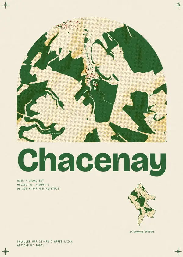 Affiche de Chacenay, calculée par 123-fr d'après l'IGN