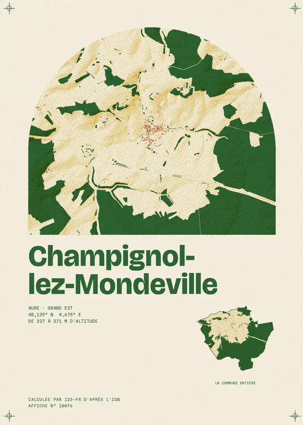 Affiche de Champignol-lez-Mondeville, calculée par 123-fr d'après l'IGN