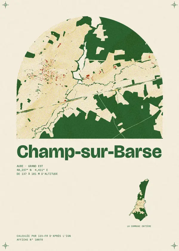 Affiche de Champ-sur-Barse, calculée par 123-fr d'après l'IGN