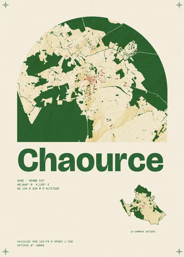 Affiche de Chaource, calculée par 123-fr d'après l'IGN