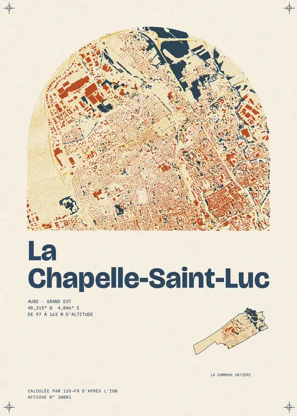 Affiche de La Chapelle-Saint-Luc, calculée par 123-fr d'après l'IGN