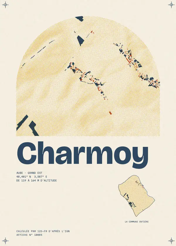 Affiche de Charmoy, calculée par 123-fr d'après l'IGN