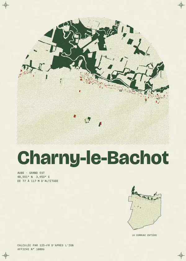 Affiche de Charny-le-Bachot, calculée par 123-fr d'après l'IGN