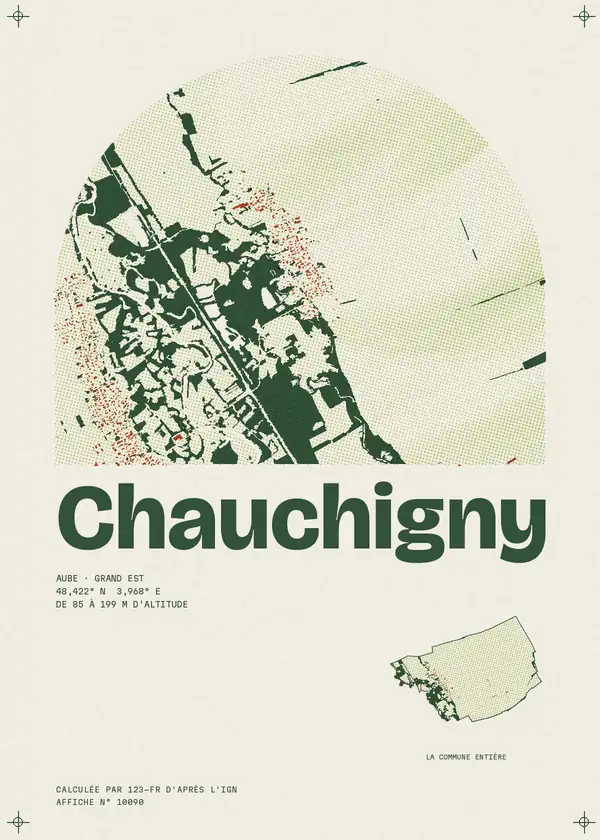 Affiche de Chauchigny, calculée par 123-fr d'après l'IGN