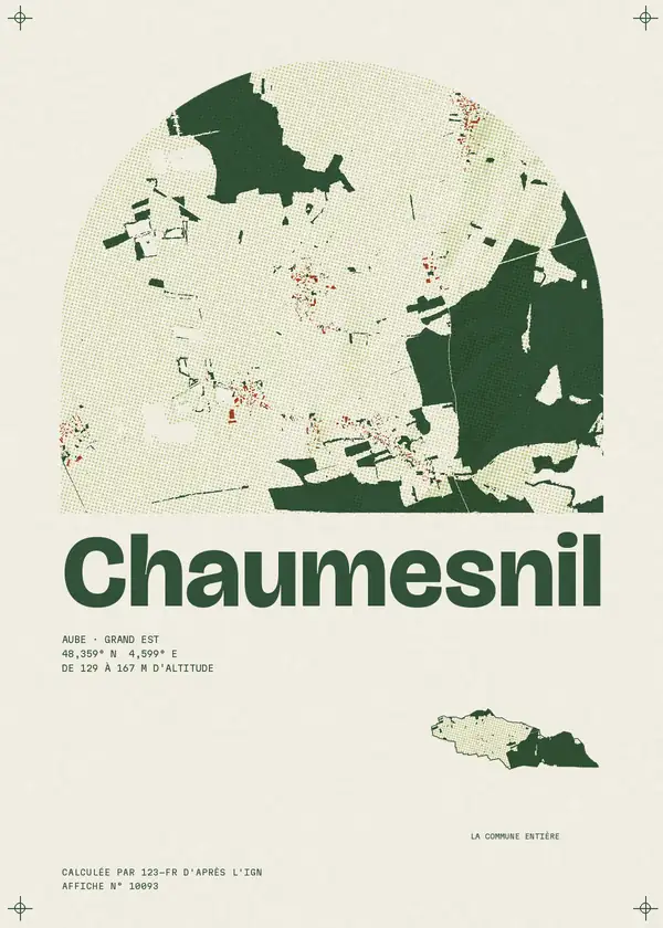 Affiche de Chaumesnil, calculée par 123-fr d'après l'IGN