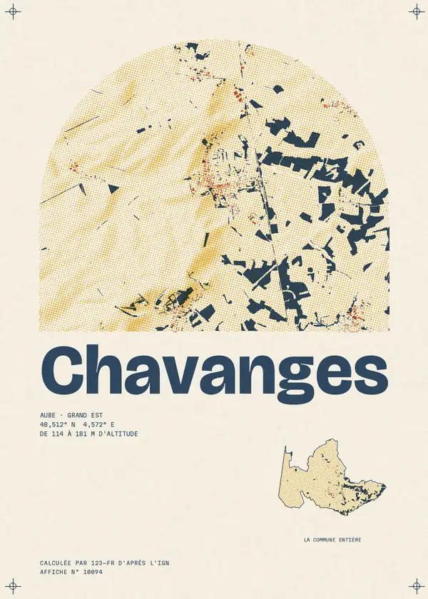 Affiche de Chavanges, calculée par 123-fr d'après l'IGN