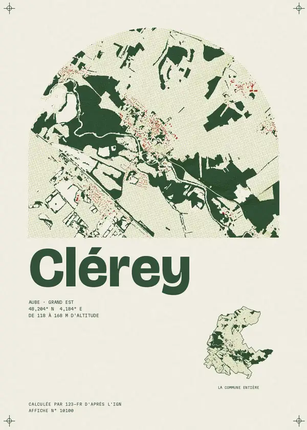 Affiche de Clérey, calculée par 123-fr d'après l'IGN
