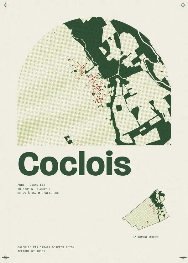 Affiche de Coclois, calculée par 123-fr d'après l'IGN