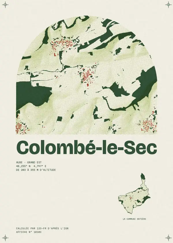 Affiche de Colombé-le-Sec, calculée par 123-fr d'après l'IGN