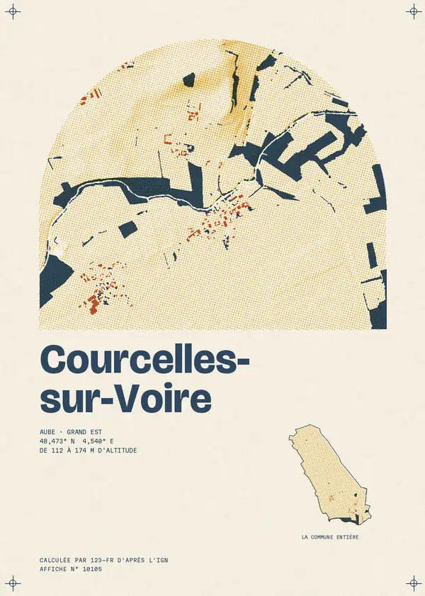 Affiche de Courcelles-sur-Voire, calculée par 123-fr d'après l'IGN