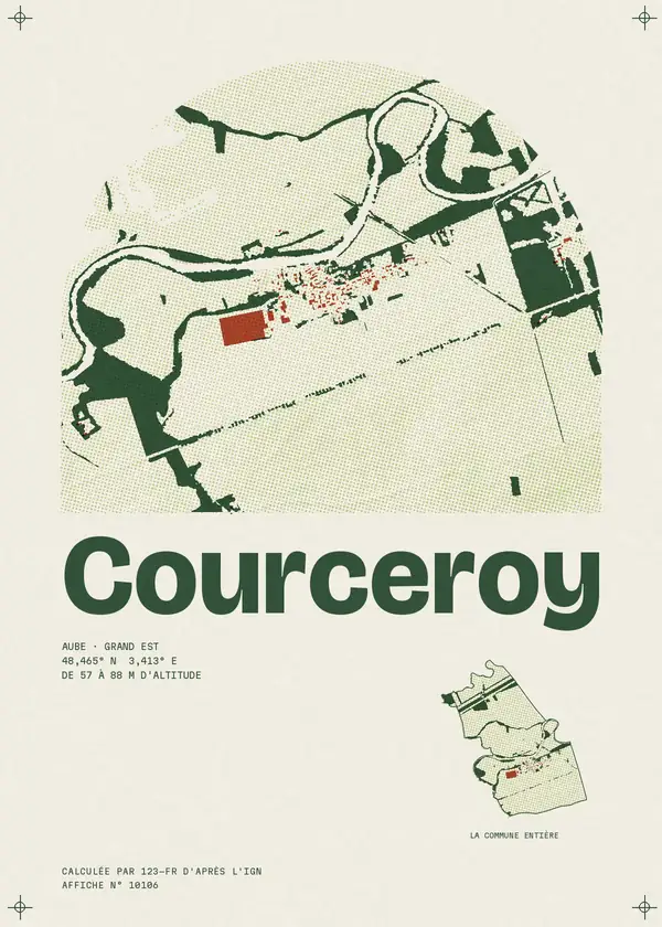 Affiche de Courceroy, calculée par 123-fr d'après l'IGN