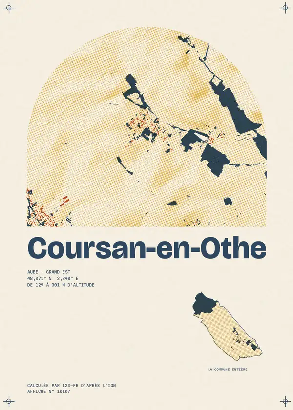 Affiche de Coursan-en-Othe, calculée par 123-fr d'après l'IGN