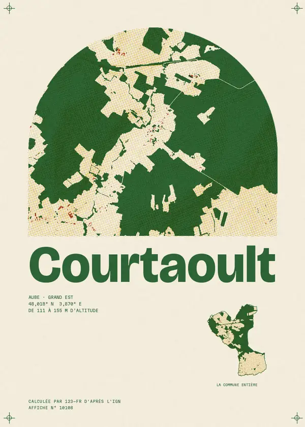 Affiche de Courtaoult, calculée par 123-fr d'après l'IGN