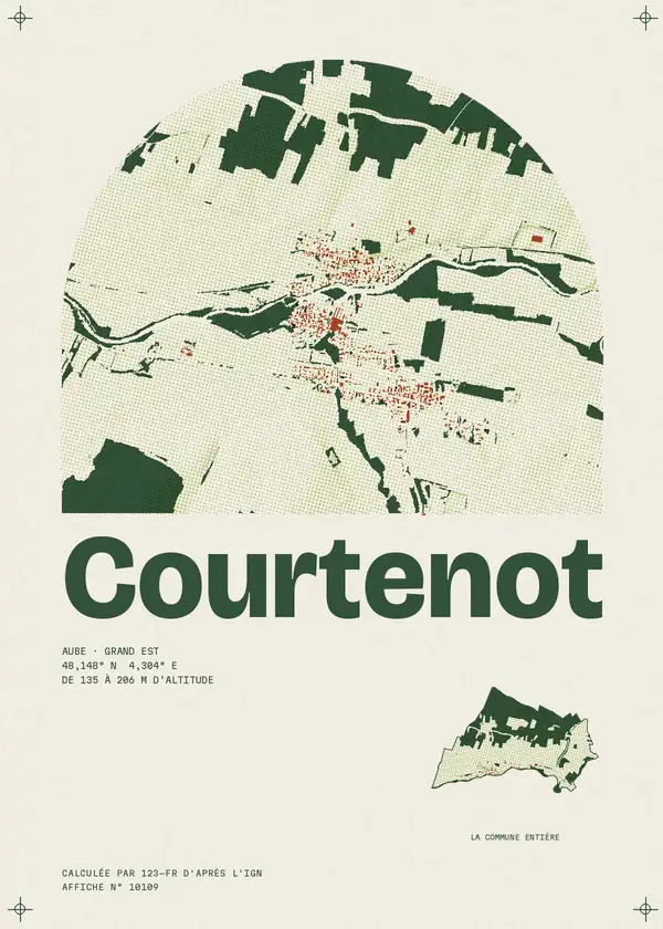 Affiche de Courtenot, calculée par 123-fr d'après l'IGN