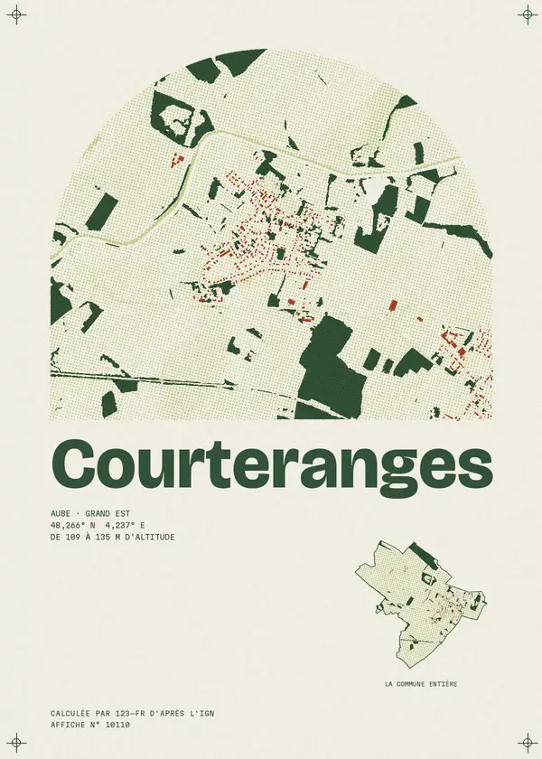 Affiche de Courteranges, calculée par 123-fr d'après l'IGN