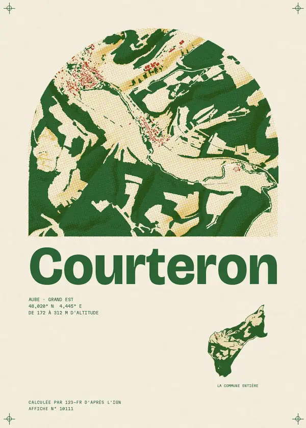 Affiche de Courteron, calculée par 123-fr d'après l'IGN