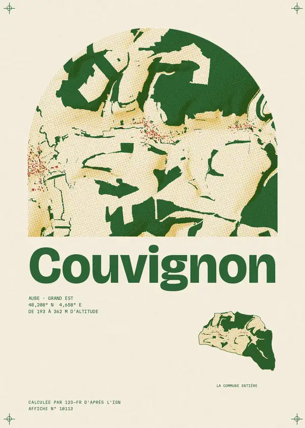 Affiche de Couvignon, calculée par 123-fr d'après l'IGN