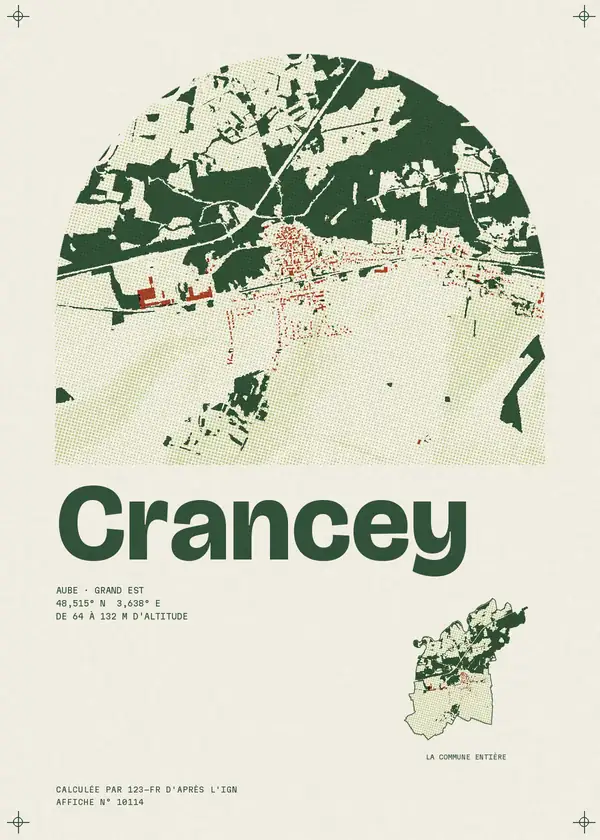Affiche de Crancey, calculée par 123-fr d'après l'IGN
