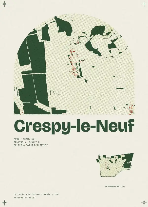 Affiche de Crespy-le-Neuf, calculée par 123-fr d'après l'IGN
