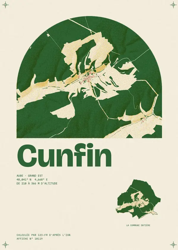 Affiche de Cunfin, calculée par 123-fr d'après l'IGN