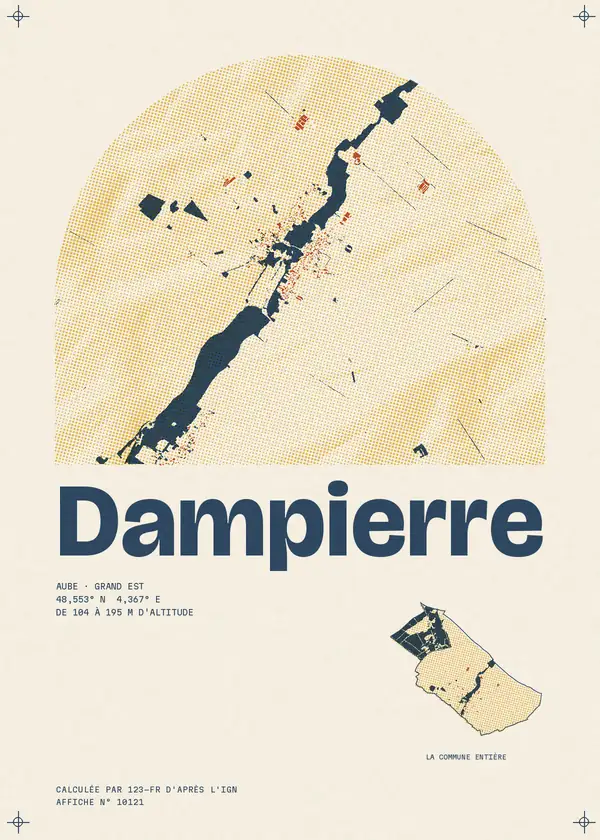 Affiche de Dampierre, calculée par 123-fr d'après l'IGN