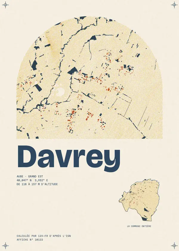 Affiche de Davrey, calculée par 123-fr d'après l'IGN