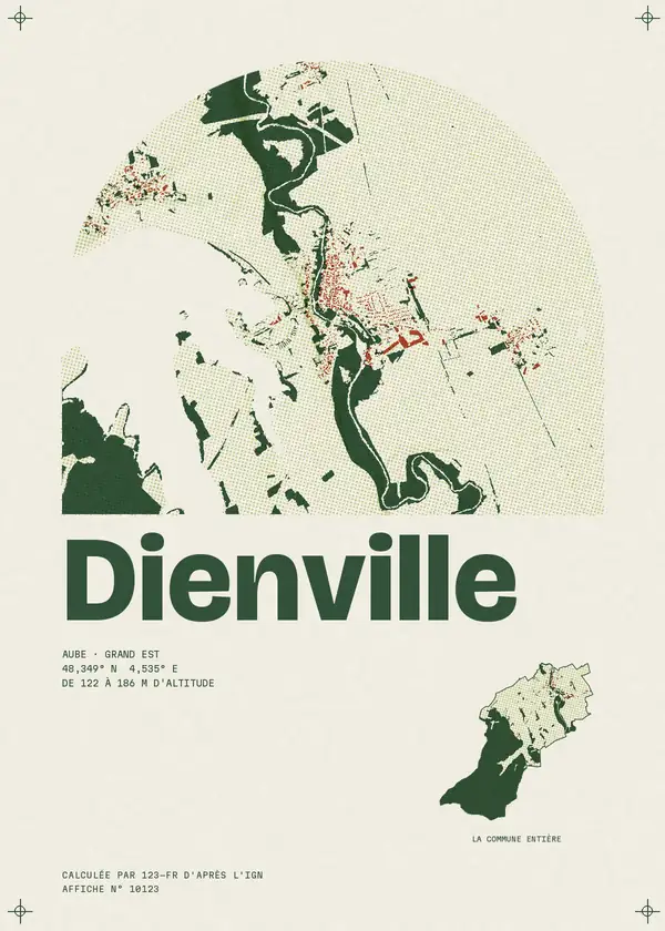 Affiche de Dienville, calculée par 123-fr d'après l'IGN