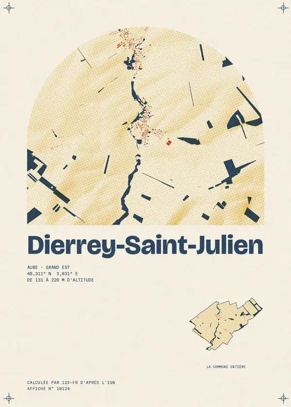 Affiche de Dierrey-Saint-Julien, calculée par 123-fr d'après l'IGN