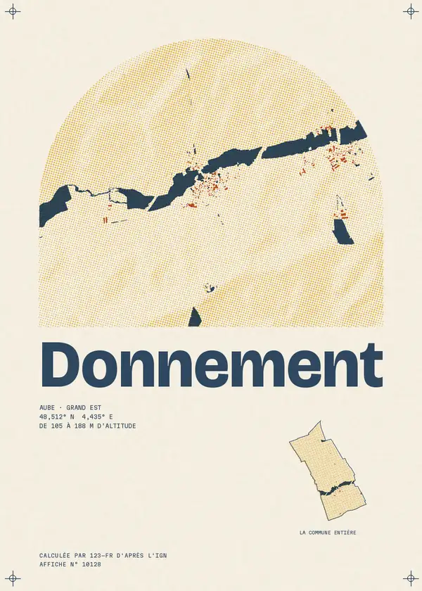 Affiche de Donnement, calculée par 123-fr d'après l'IGN