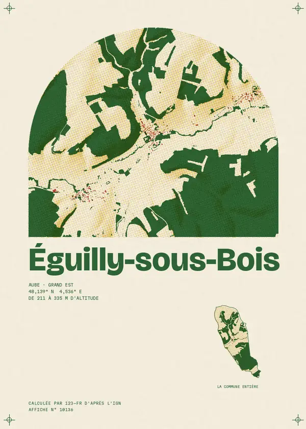 Affiche de Éguilly-sous-Bois, calculée par 123-fr d'après l'IGN