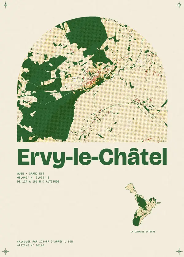 Affiche de Ervy-le-Châtel, calculée par 123-fr d'après l'IGN