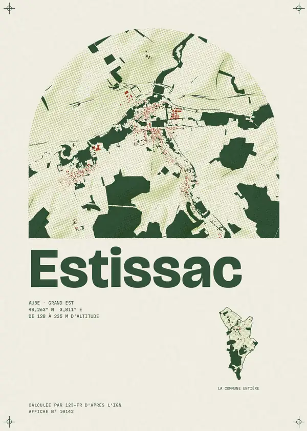 Affiche de Estissac, calculée par 123-fr d'après l'IGN