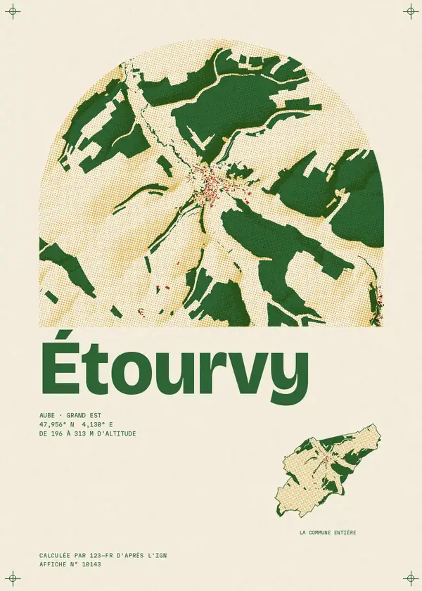 Affiche de Étourvy, calculée par 123-fr d'après l'IGN