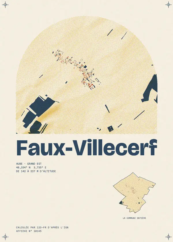 Affiche de Faux-Villecerf, calculée par 123-fr d'après l'IGN