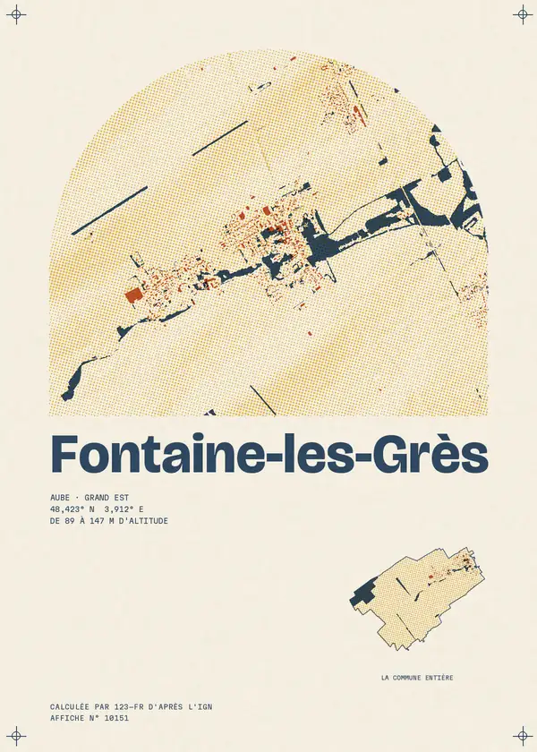 Affiche de Fontaine-les-Grès, calculée par 123-fr d'après l'IGN