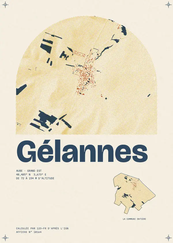 Affiche de Gélannes, calculée par 123-fr d'après l'IGN