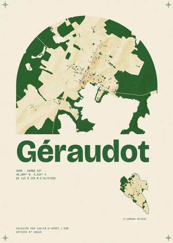 Affiche de Géraudot, calculée par 123-fr d'après l'IGN
