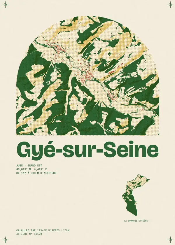 Affiche de Gyé-sur-Seine, calculée par 123-fr d'après l'IGN