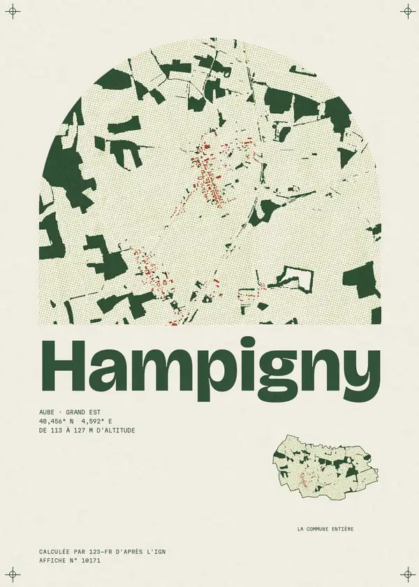 Affiche de Hampigny, calculée par 123-fr d'après l'IGN